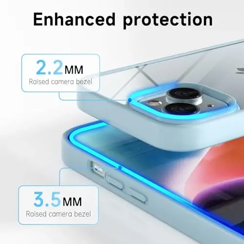 LoeoeL for iPhone 14 Plus Case Clear, Transparent Hybrid 14 Plus Phone Case [Hard Plastic & Soft Silicone Bumper] Acrylic Non Yellowing Thin Slim Protective Cover for Women, Light Blue - 5