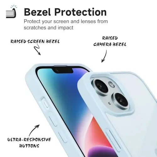 iPhone 14 Plus için LoeoeL Kılıfı Şeffaf, Transparan Hibrit 14 Plus Telefon Kılıfı [Sert Plastik ve Yumuşak Silikon Tampon] Akrilik Sararmayan İnce Korumalı Kadınlar için Kapak, Açık Mavi - 4
