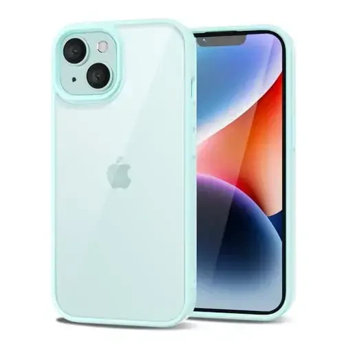 LoeoeL for iPhone 14 Plus Case Clear, Transparent Hybrid 14 Plus Phone Case [Hard Plastic & Soft Silicone Bumper] Acrylic Non Yellowing Thin Slim Protective Cover for Women, Teal - 1