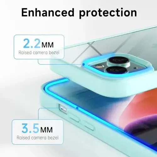 LoeoeL for iPhone 14 Plus Case Clear, Transparent Hybrid 14 Plus Phone Case [Hard Plastic & Soft Silicone Bumper] Acrylic Non Yellowing Thin Slim Protective Cover for Women, Teal - 5