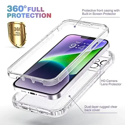 Diaclara Designed for iPhone 14 Plus Case, Full Body Rugged Case with Built-in Touch Sensitive Anti-Scratch Screen Protector, with Camera Lens Protector for iPhone 14 Plus 6.7