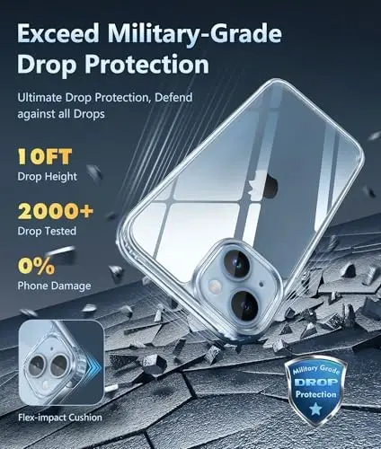 FNTCASE for iPhone 14 Plus Case: Clear Phone Cases Compatible with Magsafe Slim Anti Yellowing Military Grade Drop Protection Rugged Shockproof Protective Transparent Cell Phone Cover (B-Clear) - 4