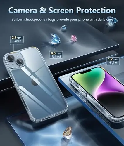 FNTCASE for iPhone 14 Plus Case: Clear Phone Cases Compatible with Magsafe Slim Anti Yellowing Military Grade Drop Protection Rugged Shockproof Protective Transparent Cell Phone Cover (B-Clear) - 5