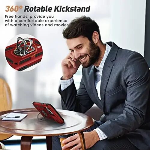 Goton for iPhone 14 Plus Case with Screen Protector - Slide Camera Cover Phone Case with Ring Stand, Heavy Duty Military Grade Shockproof Rugged Bumper for iPhone 14 Plus Accessories Red - 4