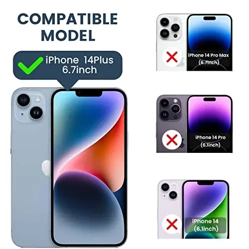 Goton for iPhone 14 Plus Case with Screen Protector - Slide Camera Cover Phone Case with Ring Stand, Heavy Duty Military Grade Shockproof Rugged Bumper for iPhone 14 Plus Accessories Blue - 2