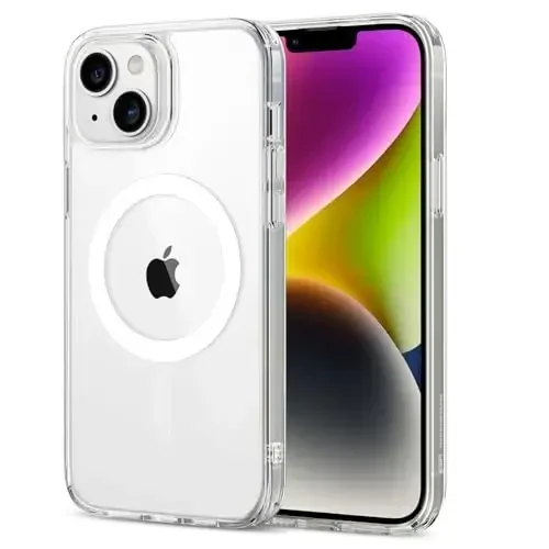 iPhone 14 Plus uchun ESR g'ilofi, MagSafe bilan mos keluvchi magnit g'ilof, zarbga chidamli harbiy darajadagi himoya, iPhone 14 Plus uchun magnit shaffof g'ilof, Classic Hybrid Series, shaffof - 1
