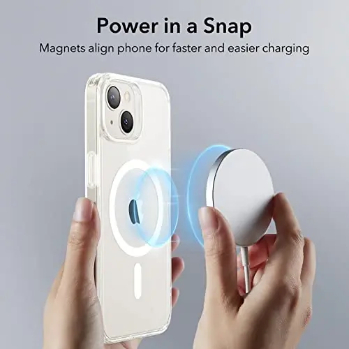 iPhone 14 Plus uchun ESR g'ilofi, MagSafe bilan mos keluvchi magnit g'ilof, zarbga chidamli harbiy darajadagi himoya, iPhone 14 Plus uchun magnit shaffof g'ilof, Classic Hybrid Series, shaffof - 2