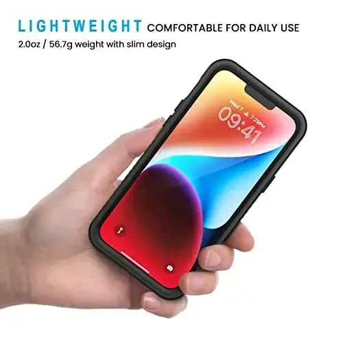 iPhone 14 Plus uchun Lanhiem g'ilofi, IP68 suv o'tkazmaydigan chang o'tkazmaydigan zarbaga chidamli g'iloflar, o'rnatilgan ekran himoyachisi bilan, iPhone 14 Plus uchun to'liq himoya qiluvchi telefon g'ilofi - 6,7 dyuym (qora) - 4