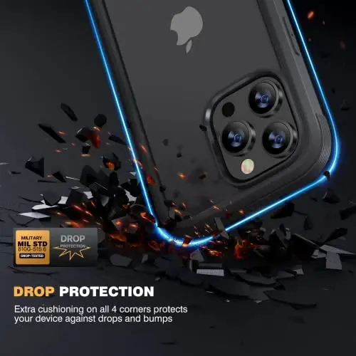 Diaclara Designed for iPhone 14 Pro Case 6.1’’, [2023 Upgraded] Full Body Rugged Case w/Built-in Touch Sensitive Anti-Scratch Screen Protector+9H Tempered Glass Camera Lens Protector (Black) - 3