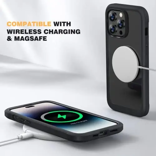 Diaclara Designed for iPhone 14 Pro Case 6.1’’, [2023 Upgraded] Full Body Rugged Case w/Built-in Touch Sensitive Anti-Scratch Screen Protector+9H Tempered Glass Camera Lens Protector (Black) - 5