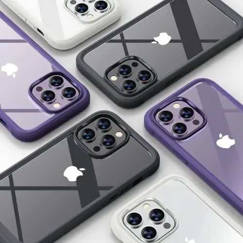 Diaclara Designed for iPhone 14 Pro Case 6.1’’, [2023 Upgraded] Full Body Rugged Case w/Built-in Touch Sensitive Anti-Scratch Screen Protector+9H Tempered Glass Camera Lens Protector (Black) - 6