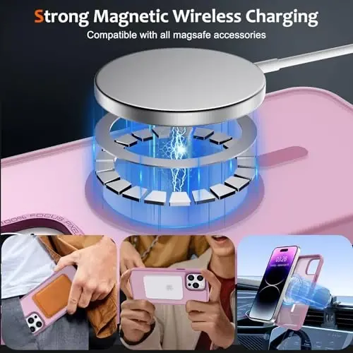 Anuck Case for iPhone 14 Pro Case Magnetic Phone Case Compatible with MagSafe, Soft TPU Bumper Hard Translucent Matte Back Slim Fit Shockproof Protective Cover for Men Women Girls - Grape Purple - 2