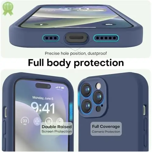 LOVE 3000 Designed for iPhone 14 Pro Case, Premium Silicone with [Soft Anti-Scratch Microfiber Lining] Shockproof Protective Phone Case for Men Women Girls 6.1