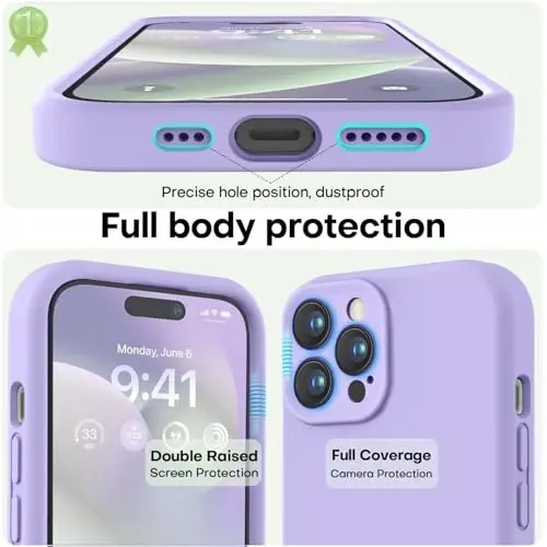 LOVE 3000 Designed for iPhone 14 Pro Case, Premium Silicone with [Soft Anti-Scratch Microfiber Lining] Shockproof Protective Phone Case for Men Women Girls 6.1
