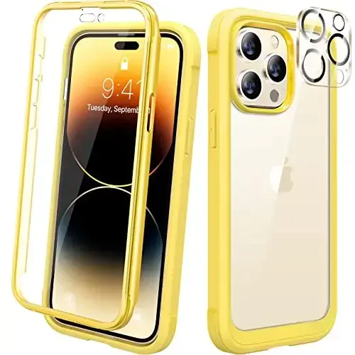 Diaclara Designed for iPhone 14 Pro Case, Full Body Case with Built-in Anti-Scratch Screen Protector, with Camera Lens Protector for iPhone 14 Pro 6.1