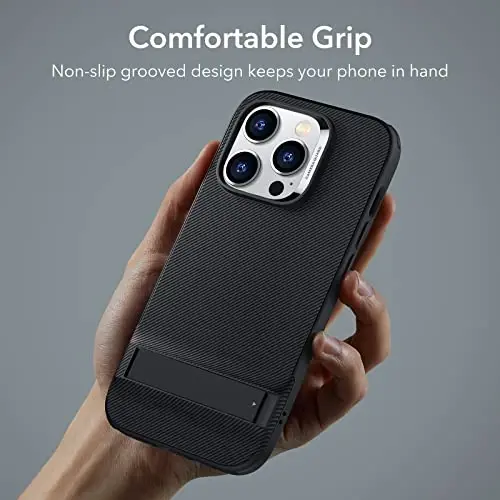 iPhone 14 Pro için ESR Kılıf, 3 Stand Modu, Askeri Sınıf Düşme Koruması, Kablosuz Şarjı Destekler, Standlı İnce Arka Kapak, iPhone 14 Pro için Telefon Kılıfı, Metal Destek Çubuklu Kılıf, Siyah - 5