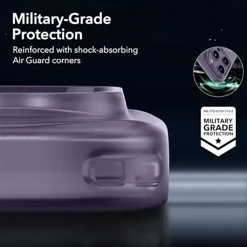ESR for iPhone 14 Pro Case, Compatible with MagSafe, Military-Grade Protection, Resists Yellowing and Scratches, Magnetic Phone Case for iPhone 14 Pro, Zero Series, Frosted Purple - 6