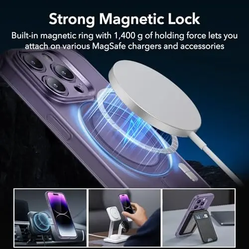 ESR for iPhone 14 Pro Case, Compatible with MagSafe, Military-Grade Protection, Resists Yellowing and Scratches, Magnetic Phone Case for iPhone 14 Pro, Zero Series, Frosted Purple - 5