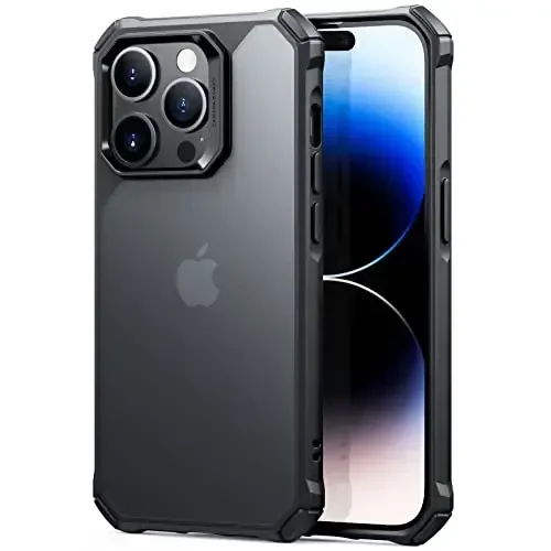 ESR for iPhone 14 Pro Case, Military-Grade Protection with Shock-Absorbing Corners, Scratch-Resistant and Anti-Yellowing Acrylic Back, Slim Protective Phone Case, Air-Armor Series, Frosted Black 