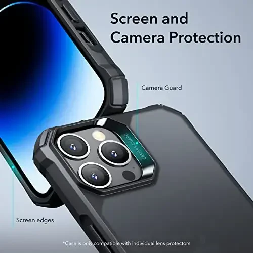ESR for iPhone 14 Pro Case, Military-Grade Protection with Shock-Absorbing Corners, Scratch-Resistant and Anti-Yellowing Acrylic Back, Slim Protective Phone Case, Air-Armor Series, Frosted Black - 5