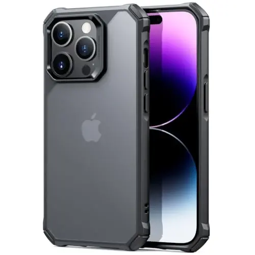 ESR for iPhone 14 Pro Case, Military-Grade Protection with Shock-Absorbing Corners, Scratch-Resistant and Anti-Yellowing Acrylic Back, Slim Protective Phone Case, Air-Armor Series, Frosted Black 
