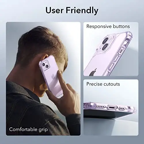 ESR for iPhone 14 Pro Case, Military-Grade Protection with Shock-Absorbing Corners, Scratch-Resistant and Anti-Yellowing Acrylic Back, Slim Protective Phone Case, Air-Armor Series, Clear Purple - 6