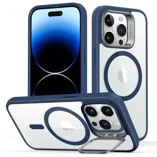 ESR for iPhone 14 Pro Case, Compatible with MagSafe, Built-in Camera Ring Stand, Military-Grade Protection, Magnetic Phone Case for iPhone 14 Pro, Classic Series, Clear Blue 
