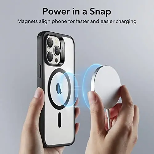 ESR for iPhone 14 Pro Case, Compatible with MagSafe, Shockproof Military-Grade Protection, Yellowing Resistant, Magnetic Phone Case for iPhone 14 Pro, Classic Hybrid Case (HaloLock), Clear Black - 3