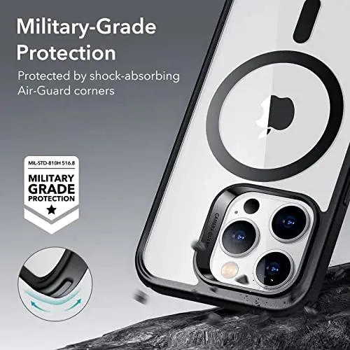 ESR for iPhone 14 Pro Case, Compatible with MagSafe, Shockproof Military-Grade Protection, Yellowing Resistant, Magnetic Phone Case for iPhone 14 Pro, Classic Hybrid Case (HaloLock), Clear Black - 6