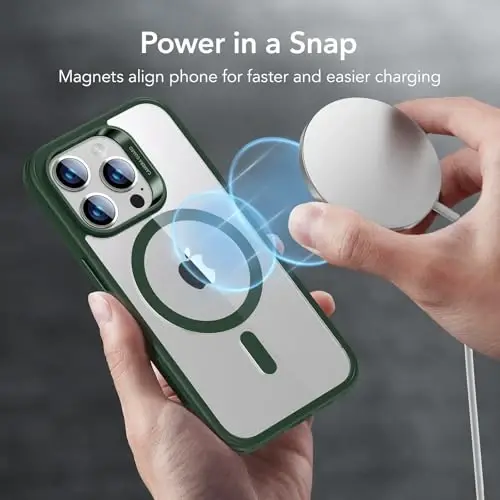 ESR for iPhone 14 Pro Case, Compatible with MagSafe, Shockproof Military-Grade Protection, Yellowing Resistant, Magnetic Phone Case for iPhone 14 Pro, Classic Hybrid Case (HaloLock),Clear Green - 4