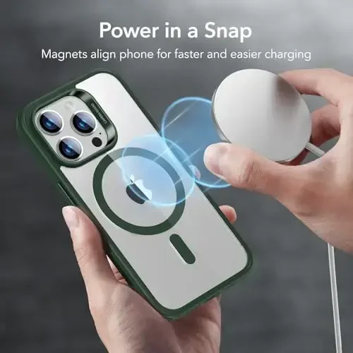 ESR for iPhone 14 Pro Case, Compatible with MagSafe, Shockproof Military-Grade Protection, Yellowing Resistant, Magnetic Phone Case for iPhone 14 Pro, Classic Hybrid Case (HaloLock),Clear Green - 4