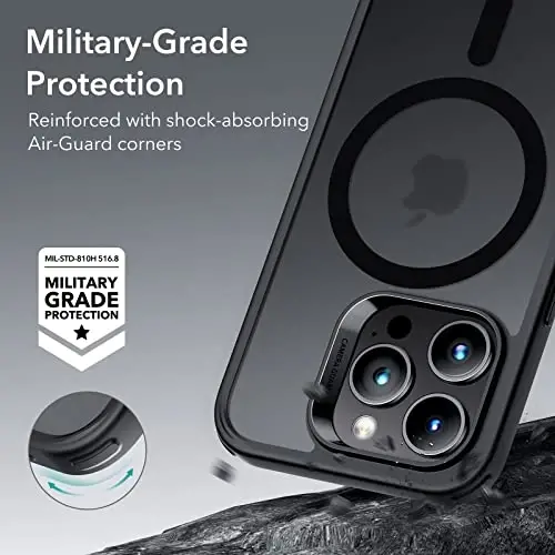 ESR for iPhone 14 Pro Case, Compatible with MagSafe, Shockproof Military-Grade Protection, Yellowing Resistant, Magnetic Phone Case for iPhone 14 Pro, Classic Hybrid Case (HaloLock), Frosted Black - 6