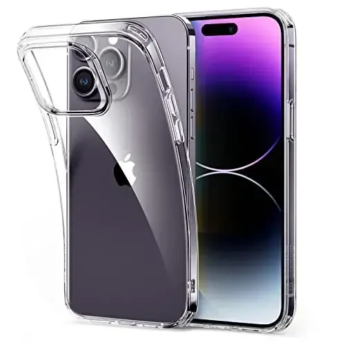 ESR Clear Case for iPhone 14 Pro Case, Shockproof Thin Silicone Cover, Yellowing-Resistant Slim Transparent TPU Phone Case, Project Zero Series, Clear 
