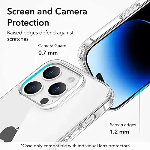 ESR Clear Case for iPhone 14 Pro Case, Shockproof Thin Silicone Cover, Yellowing-Resistant Slim Transparent TPU Phone Case, Project Zero Series, Clear - 6