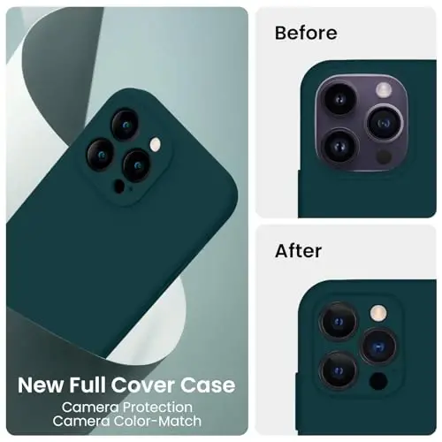 FireNova for iPhone 14 Pro Case, Silicone Upgraded [Camera Protection] Phone Case with [2 Screen Protectors], Soft Anti-Scratch Microfiber Lining Inside, 6.1 inch, Teal - 3
