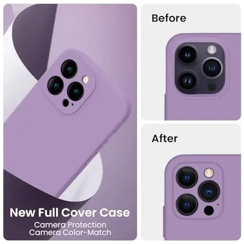 FireNova Designed for iPhone 14 Pro Case, Silicone Upgraded [Camera Protection] Phone Case, Soft Anti-Scratch Microfiber Lining Inside, 6.1 inch, Light Purple - 3
