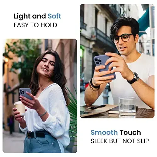 FireNova for iPhone 14 Pro Case, Silicone Upgraded [Camera Protection] Phone Case with [2 Screen Protectors], Soft Anti-Scratch Microfiber Lining Inside, 6.1 inch, Lavender Gray - FIRENOVA (1)