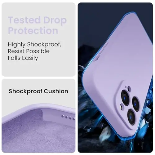 FireNova for iPhone 14 Pro Case, Silicone Upgraded [Camera Protection] Phone Case with [2 Screen Protectors], Soft Anti-Scratch Microfiber Lining Inside, 6.1 inch, Clove Purple - 4