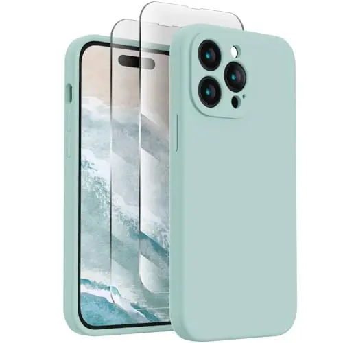 FireNova Designed for iPhone 14 Pro Case, Silicone Upgraded [Camera Protection] Phone Case, Soft Anti-Scratch Microfiber Lining Inside, 6.1 inch, Mint Green - FIRENOVA