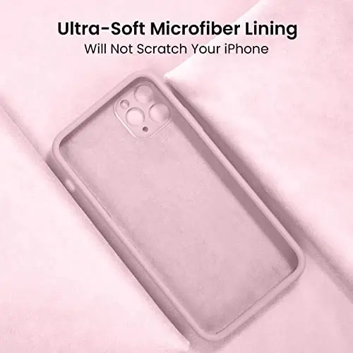 FireNova for iPhone 14 Pro Case, Silicone Upgraded [Camera Protection] Phone Case with [2 Screen Protectors], Soft Anti-Scratch Microfiber Lining Inside, 6.1 inch,Chalk Pink - 5