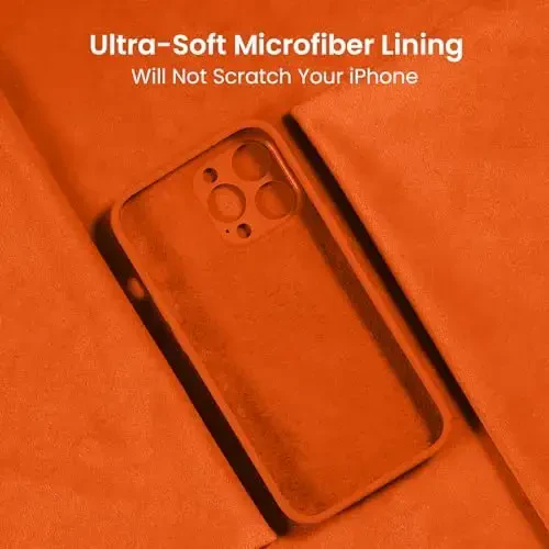 FireNova for iPhone 14 Pro Case, Silicone Upgraded [Camera Protection] Phone Case with [2 Screen Protectors], Soft Anti-Scratch Microfiber Lining Inside, 6.1 inch, Neon Orange - 5