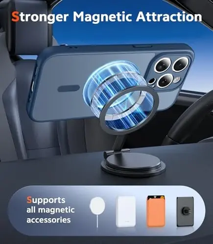 FNTCASE for iPhone 14 Pro Case: Matte Magnetic Phone Cases with Screen Protector Compatible with Magsafe Slim Anti Yellowing Rugged Shockproof Protective Translucent Cell Phone Cover (C-Blue) - 4