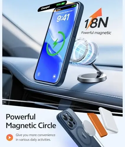 FNTCASE for iPhone 14 Pro Case: [Compatible with Magsafe] Translucent Matte Cases with [Full Camera Protection] [Screen Protector] Military Grade Shockproof Protective Phone Cover - Blue - 3