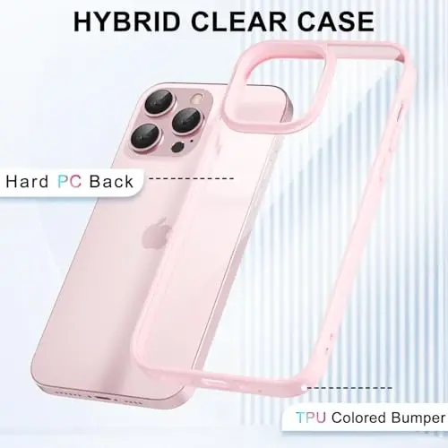 iPhone 14 Pro için LoeoeL Kılıfı Şeffaf, Transparan Hibrit 14 Pro Telefon Kılıfı [Sert Plastik ve Yumuşak Silikon Tampon] Akrilik Sararmayan İnce Koruyucu Kapak, Açık Pembe - 3