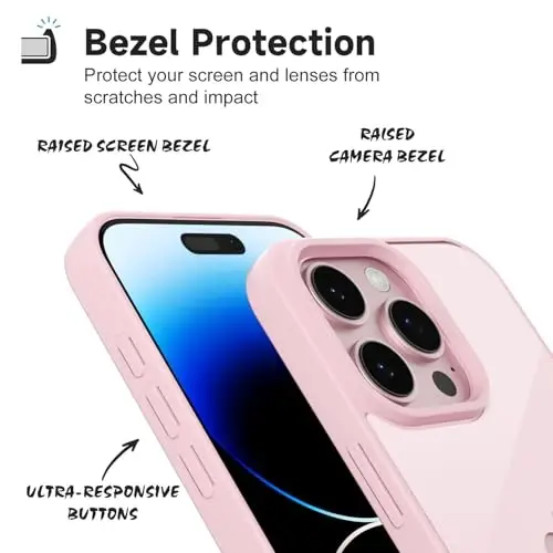 iPhone 14 Pro için LoeoeL Kılıfı Şeffaf, Transparan Hibrit 14 Pro Telefon Kılıfı [Sert Plastik ve Yumuşak Silikon Tampon] Akrilik Sararmayan İnce Koruyucu Kapak, Açık Pembe - 4