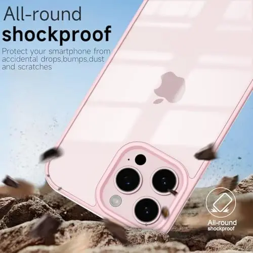 iPhone 14 Pro için LoeoeL Kılıfı Şeffaf, Transparan Hibrit 14 Pro Telefon Kılıfı [Sert Plastik ve Yumuşak Silikon Tampon] Akrilik Sararmayan İnce Koruyucu Kapak, Açık Pembe - 6