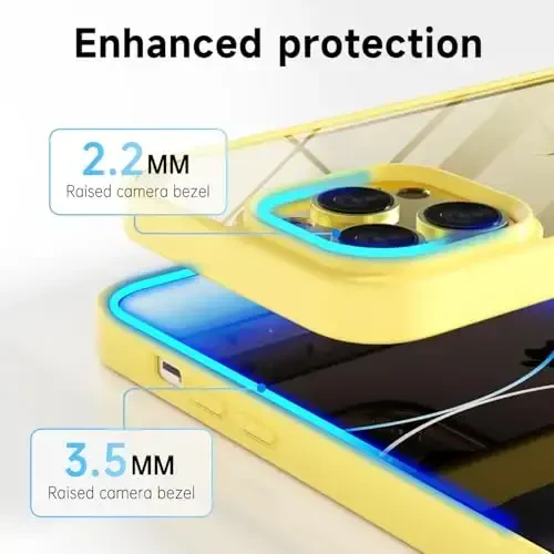 LoeoeL for iPhone 14 Pro Case Clear, Transparent Hybrid 14 Pro Phone Case [Hard Plastic & Soft Silicone Bumper] Acrylic Non Yellowing Thin Slim Protective Cover for Women, Yellow - 6