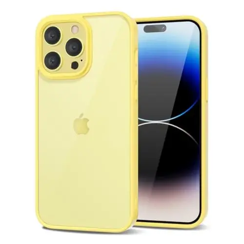 LoeoeL for iPhone 14 Pro Case Clear, Transparent Hybrid 14 Pro Phone Case [Hard Plastic & Soft Silicone Bumper] Acrylic Non Yellowing Thin Slim Protective Cover for Women, Yellow - LOEOEL