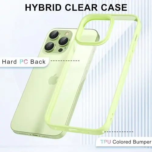 LoeoeL for iPhone 14 Pro Case Clear, Transparent Hybrid 14 Pro Phone Case [Hard Plastic & Soft Silicone Bumper] Acrylic Non Yellowing Thin Slim Protective Cover for Women, Mint Green - 3