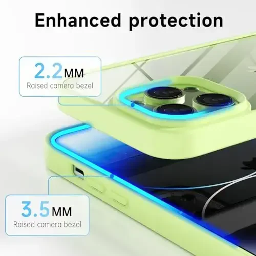 LoeoeL for iPhone 14 Pro Case Clear, Transparent Hybrid 14 Pro Phone Case [Hard Plastic & Soft Silicone Bumper] Acrylic Non Yellowing Thin Slim Protective Cover for Women, Mint Green - 5